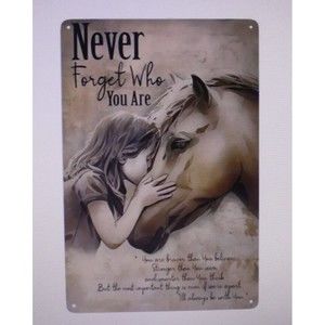 "Never Forget Who You Are" 7.75" X 11.5" Tin Sign Horse Theme Home Decor Gift